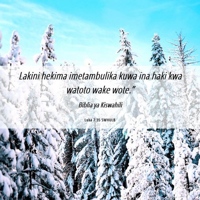 Picture 06 - Luka 7:35 SWHULB - Lakini hekima imetambulika kuwa ina haki kwa - Bible Verse Picture