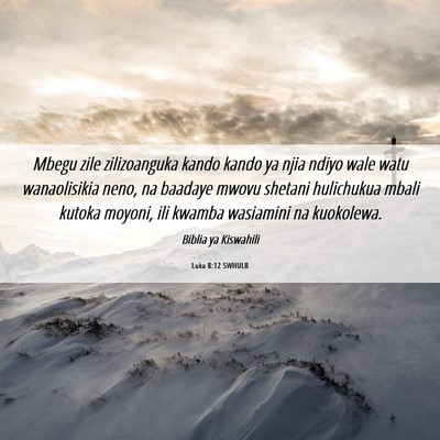 Picture 06 - Luka 8:12 SWHULB - Mbegu zile zilizoanguka kando kando ya njia ndiyo - Bible Verse Picture