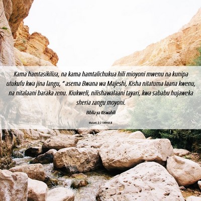 Picture 06 - Malaki 2:2 SWHULB - Kama hamtasikiliza, na kama hamtalichukua hili - Bible Verse Picture