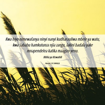 Picture 06 - Malaki 2:9 SWHULB - Kwa hiyo nimewafanya ninyi nanyi kudharauliwa - Bible Verse Picture
