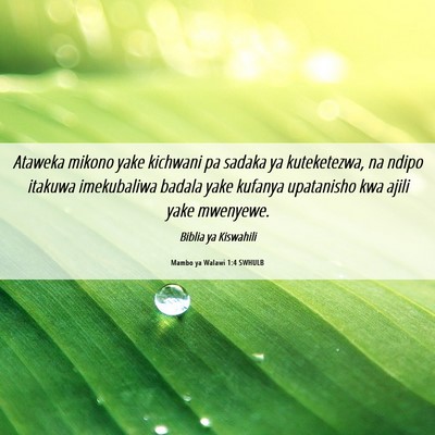 Picture 06 - Mambo ya Walawi 1:4 SWHULB - Ataweka mikono yake kichwani pa sadaka ya - Bible Verse Picture