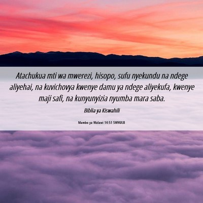 Picture 06 - Mambo ya Walawi 14:51 SWHULB - Atachukua mti wa mwerezi, hisopo, sufu nyekundu - Bible Verse Picture