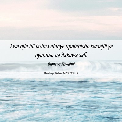 Picture 06 - Mambo ya Walawi 14:53 SWHULB - Kwa njia hii lazima afanye upatanisho kwaajili ya - Bible Verse Picture