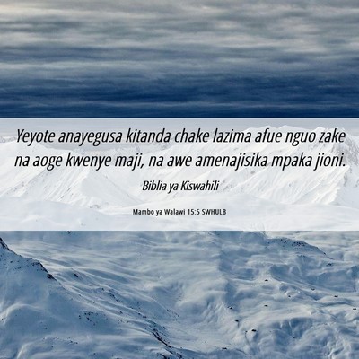 Picture 06 - Mambo ya Walawi 15:5 SWHULB - Yeyote anayegusa kitanda chake lazima afue nguo - Bible Verse Picture