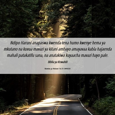 Picture 06 - Mambo ya Walawi 16:23 SWHULB - Ndipo Haruni anapaswa kwenda tena humo kwenye - Bible Verse Picture