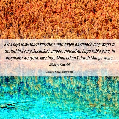 Picture 06 - Mambo ya Walawi 18:30 SWHULB - Kw a hiyo inawapasa kuzishika amri zangu na - Bible Verse Picture