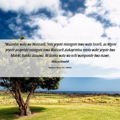 Picture 06 - Mambo ya Walawi 20:2 SWHULB - “Waambie watu wa Waisraeli, 'mtu yeyote - Bible Verse Picture