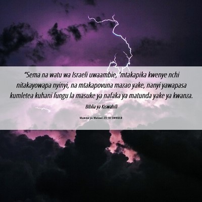 Picture 06 - Mambo ya Walawi 23:10 SWHULB - “Sema na watu wa Israeli uwaambie, 'mtakapika - Bible Verse Picture