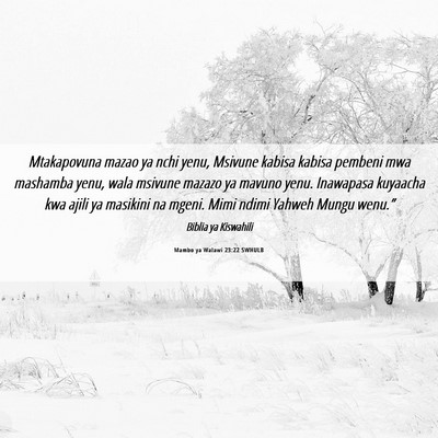 Picture 06 - Mambo ya Walawi 23:22 SWHULB - Mtakapovuna mazao ya nchi yenu, Msivune kabisa - Bible Verse Picture