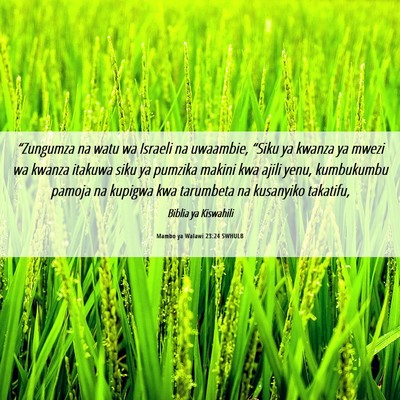 Picture 06 - Mambo ya Walawi 23:24 SWHULB - “Zungumza na watu wa Israeli na uwaambie, - Bible Verse Picture