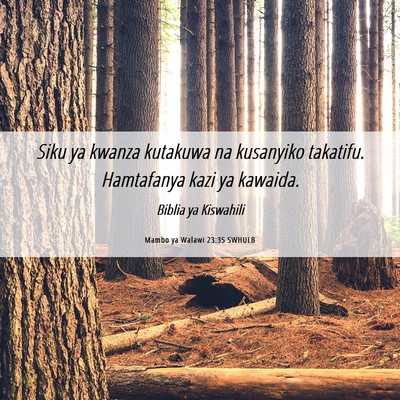 Picture 06 - Mambo ya Walawi 23:35 SWHULB - Siku ya kwanza kutakuwa na kusanyiko takatifu. - Bible Verse Picture