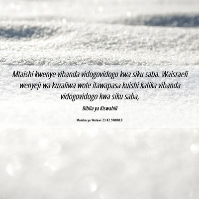 Picture 06 - Mambo ya Walawi 23:42 SWHULB - Mtaishi kwenye vibanda vidogovidogo kwa siku - Bible Verse Picture