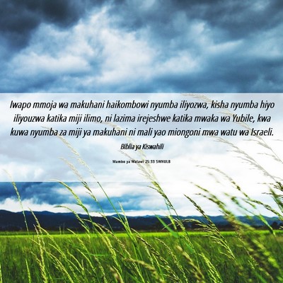 Picture 06 - Mambo ya Walawi 25:33 SWHULB - Iwapo mmoja wa makuhani haikombowi nyumba - Bible Verse Picture