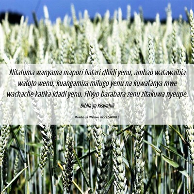 Picture 06 - Mambo ya Walawi 26:22 SWHULB - Nitatuma wanyama mapori hatari dhidi yenu, ambao - Bible Verse Picture