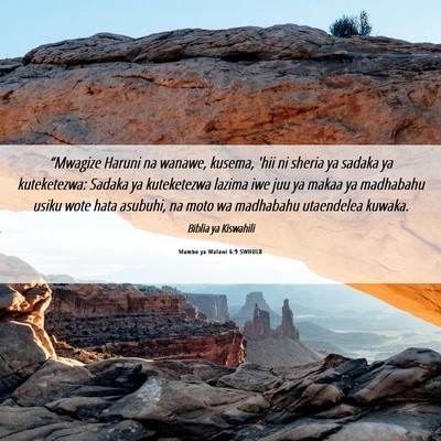 Picture 06 - Mambo ya Walawi 6:9 SWHULB - “Mwagize Haruni na wanawe, kusema, 'hii ni - Bible Verse Picture