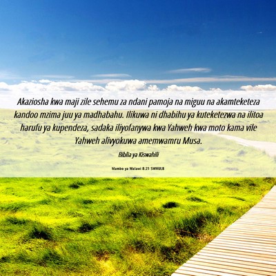 Picture 06 - Mambo ya Walawi 8:21 SWHULB - Akaziosha kwa maji zile sehemu za ndani pamoja na - Bible Verse Picture