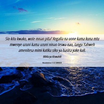 Picture 06 - Maombolezo 1:12 SWHULB - Sio kitu kwako, wote mnao pita? Angalia na uone - Bible Verse Picture