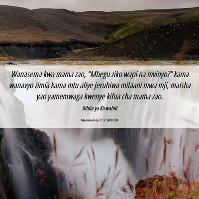 Picture 06 - Maombolezo 2:12 SWHULB - Wanasema kwa mama zao, “Mbegu ziko wapi na - Bible Verse Picture