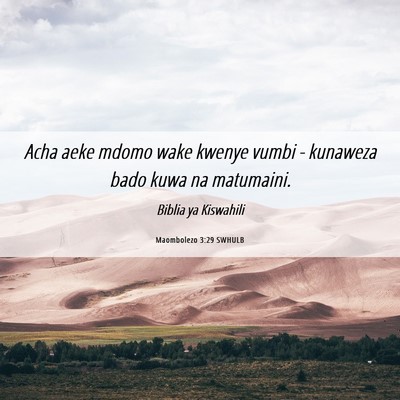 Picture 06 - Maombolezo 3:29 SWHULB - Acha aeke mdomo wake kwenye vumbi - kunaweza bado - Bible Verse Picture