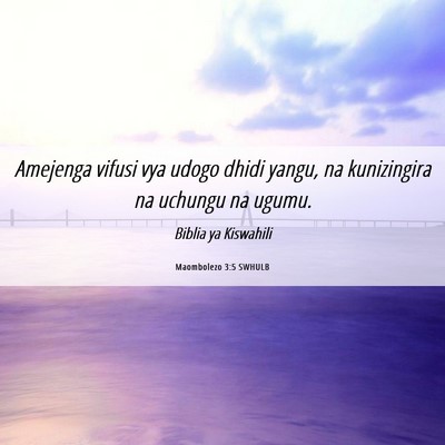 Picture 06 - Maombolezo 3:5 SWHULB - Amejenga vifusi vya udogo dhidi yangu, na - Bible Verse Picture