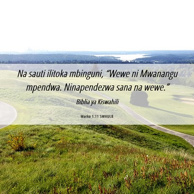 Picture 06 - Marko 1:11 SWHULB - Na sauti ilitoka mbinguni, “Wewe ni Mwanangu - Bible Verse Picture