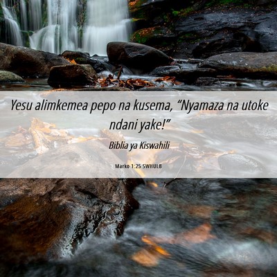 Picture 06 - Marko 1:25 SWHULB - Yesu alimkemea pepo na kusema, “Nyamaza na - Bible Verse Picture