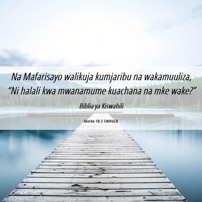 Picture 06 - Marko 10:2 SWHULB - Na Mafarisayo walikuja kumjaribu na wakamuuliza, - Bible Verse Picture