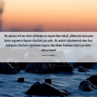 Picture 06 - Marko 11:13 SWHULB - Na akaona mti wa mtini uliokuwa na majani kwa - Bible Verse Picture