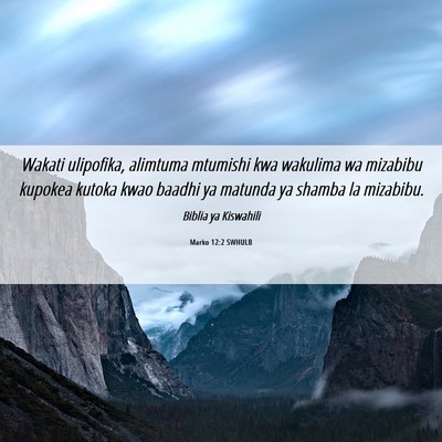 Picture 06 - Marko 12:2 SWHULB - Wakati ulipofika, alimtuma mtumishi kwa wakulima - Bible Verse Picture