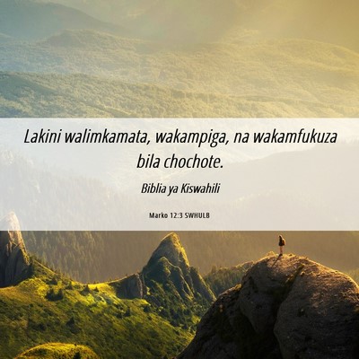 Picture 06 - Marko 12:3 SWHULB - Lakini walimkamata, wakampiga, na wakamfukuza - Bible Verse Picture