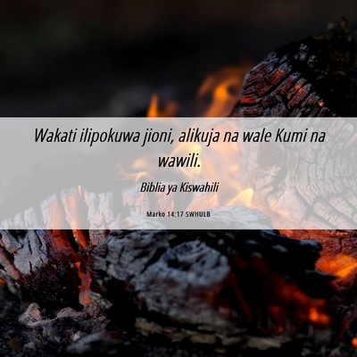 Picture 06 - Marko 14:17 SWHULB - Wakati ilipokuwa jioni, alikuja na wale Kumi na - Bible Verse Picture