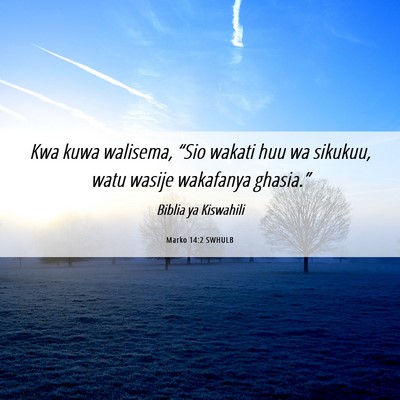 Picture 06 - Marko 14:2 SWHULB - Kwa kuwa walisema, “Sio wakati huu wa sikukuu, - Bible Verse Picture