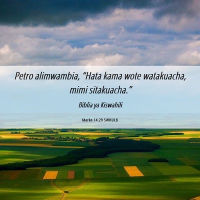 Picture 06 - Marko 14:29 SWHULB - Petro alimwambia, “Hata kama wote watakuacha, - Bible Verse Picture