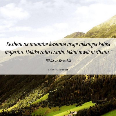 Picture 06 - Marko 14:38 SWHULB - Kesheni na muombe kwamba msije mkaingia katika - Bible Verse Picture