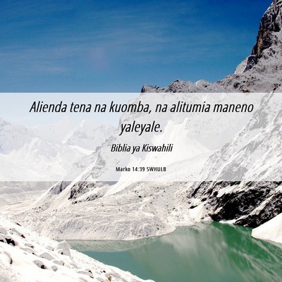 Picture 06 - Marko 14:39 SWHULB - Alienda tena na kuomba, na alitumia maneno - Bible Verse Picture