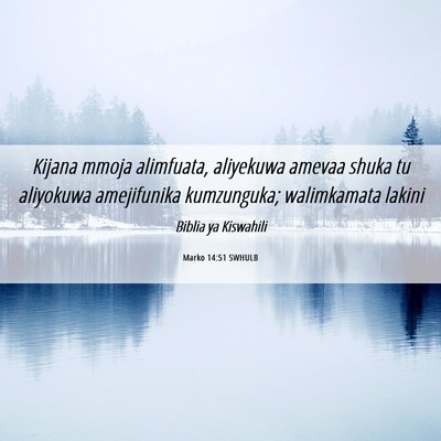 Picture 06 - Marko 14:51 SWHULB - Kijana mmoja alimfuata, aliyekuwa amevaa shuka tu - Bible Verse Picture