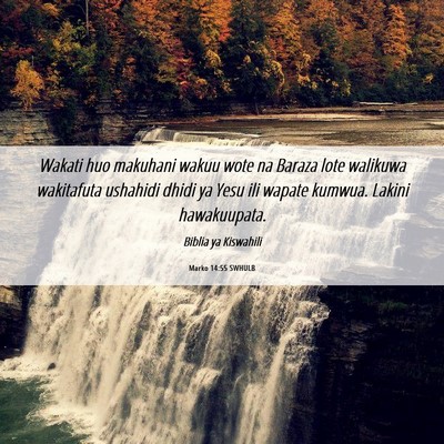 Picture 06 - Marko 14:55 SWHULB - Wakati huo makuhani wakuu wote na Baraza lote - Bible Verse Picture