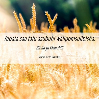 Picture 06 - Marko 15:25 SWHULB - Yapata saa tatu asubuhi - Bible Verse Picture