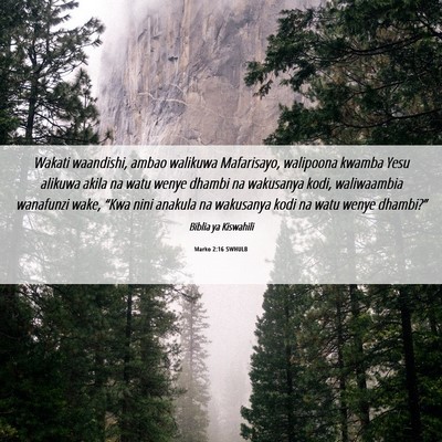 Picture 06 - Marko 2:16 SWHULB - Wakati waandishi, ambao walikuwa Mafarisayo, - Bible Verse Picture