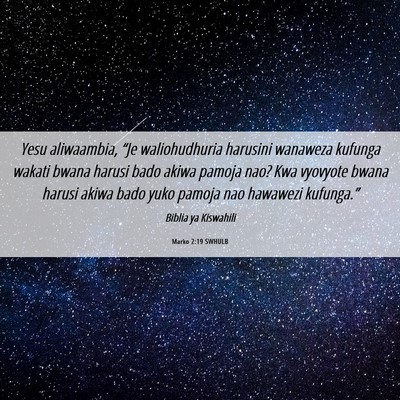 Picture 06 - Marko 2:19 SWHULB - Yesu aliwaambia, “Je waliohudhuria harusini - Bible Verse Picture