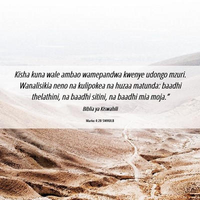 Picture 06 - Marko 4:20 SWHULB - Kisha kuna wale ambao wamepandwa kwenye udongo - Bible Verse Picture