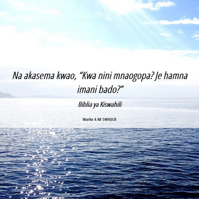 Picture 06 - Marko 4:40 SWHULB - Na akasema kwao, “Kwa nini mnaogopa? Je hamna - Bible Verse Picture
