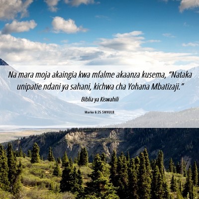 Picture 06 - Marko 6:25 SWHULB - Na mara moja akaingia kwa mfalme akaanza kusema, - Bible Verse Picture