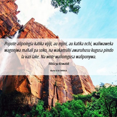 Picture 06 - Marko 6:56 SWHULB - Popote alipoingia katika vijiji, au mjini, au - Bible Verse Picture