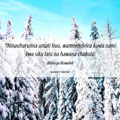 Picture 06 - Marko 8:2 SWHULB - “Ninauhurumia umati huu, wameendelea kuwa nami - Bible Verse Picture