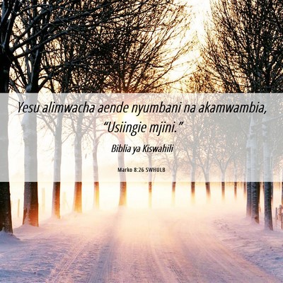 Picture 06 - Marko 8:26 SWHULB - Yesu alimwacha aende nyumbani na akamwambia, - Bible Verse Picture