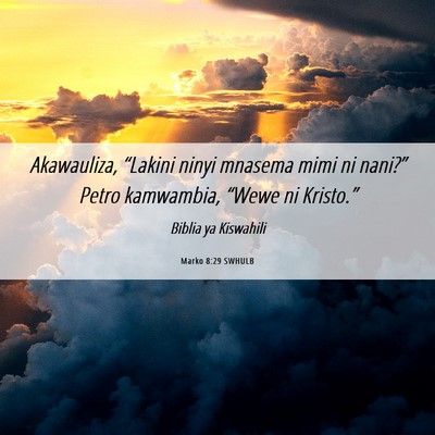 Picture 06 - Marko 8:29 SWHULB - Akawauliza, “Lakini ninyi mnasema mimi ni - Bible Verse Picture