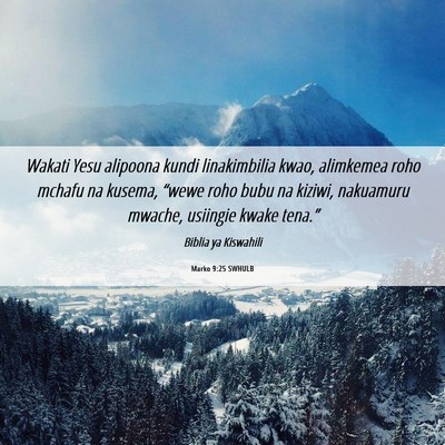Picture 06 - Marko 9:25 SWHULB - Wakati Yesu alipoona kundi linakimbilia kwao, - Bible Verse Picture