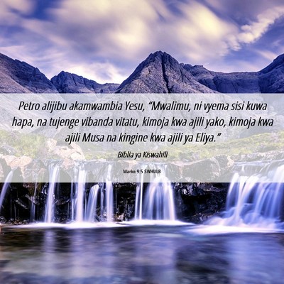 Picture 06 - Marko 9:5 SWHULB - Petro alijibu akamwambia Yesu, “Mwalimu, ni - Bible Verse Picture