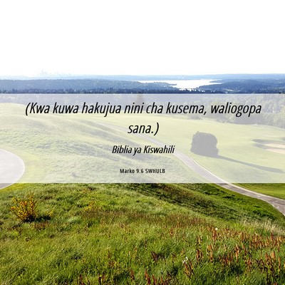 Picture 06 - Marko 9:6 SWHULB - (Kwa kuwa hakujua nini cha kusema, waliogopa - Bible Verse Picture